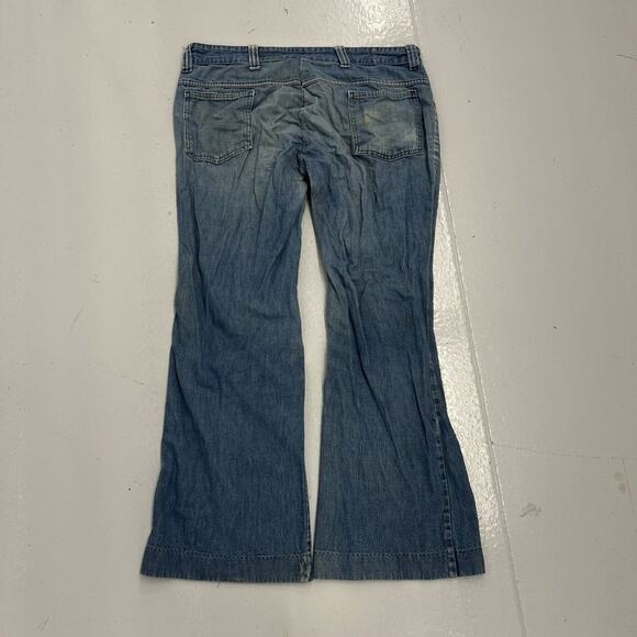 Vintage 60s 70s Blue Denim Bell Bottom Seafarers 36x30 - Picture 3 of 5